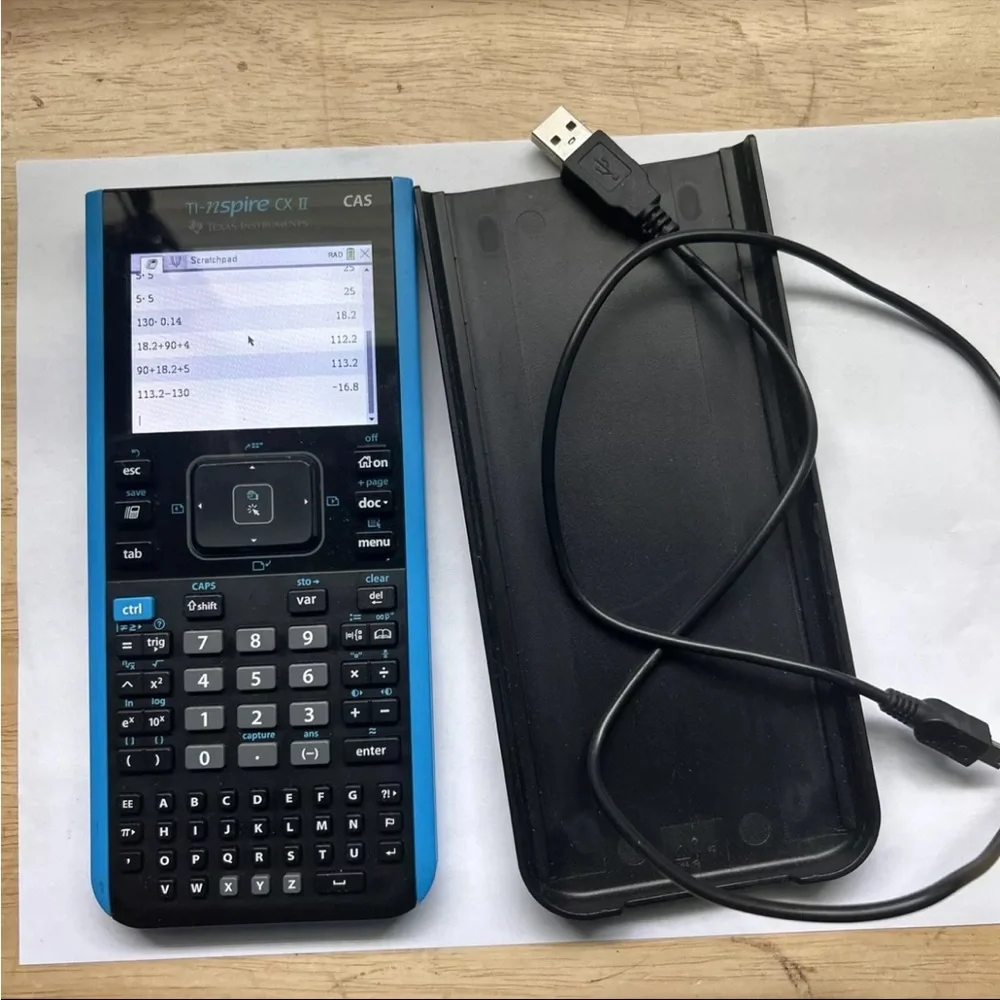 Texas Instrument TI Nspire CX II CAS Graphing Calculator W Cable VERSION 5.1 5.0